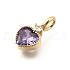 Brass Pave Cubic Zirconia Charms KK-Q097-03E-G-2