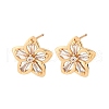 Flower Brass Micro Pave Cubic Zirconia Stud Earrings for Women EJEW-G428-28C-02-4
