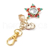 Christmas Star Glass Seed & Alloy Enamel Pendant Decoration HJEW-MZ00079-4
