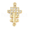 Brass Clear Cubic Zirconia Cross Connector Charms KK-Q028-33G-1