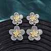 Flower Brass Dangle Stud Earrings EJEW-H158-11GP-2