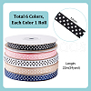   6 Rolls 6 Colors Polyester Polka Dot Print Grosgrain Ribbon OCOR-PH0004-28-2