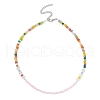 3Pcs 3 Color Natural Quartz Crystal & Glass Seed Beaded Necklaces Set NJEW-JN04344-3