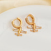 Brass Clear Cubic Zirconia Airplane Hoop Earrings HG3511-1-2