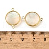 Brass Pave Natural White Shell Connector Charms KK-E794-01G-01-3