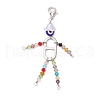 Round Handmade Evil Eye Lampwork Beads with Imitation Austrian Crystal Beads and 201 Stainless Steel Links and Zinc Alloy Lobster Claw Clasps Decorations HJEW-JM03033-4