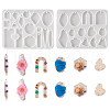 2Pcs 2 Style DIY Geometrical/Irregular Shape Pendants Silicone Molds DIY-TA0004-58-2