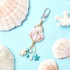 Braided Nylon Thread & Natural Shell Pendant Decorations HJEW-TA00342-03-1