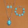 Alloy with Synthetic Turquoise Pendant Necklaces & Link Bracelets & Dangle Earring Sets WGBFEA3-13-1