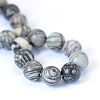 Natural Black Silk Stone/Netstone Round Bead Strands G-E334-4mm-05-3