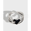 Heart Rhodium Plated 925 Sterling Silver with Epoxy Cuff Rings FS-WG79098-01-2