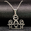 Mother's Day Mom with Two Boy 304 Stainless Steel Pendant Necklaces FS-WG5FFA9-01-1