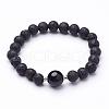 Natural Lava Rock Beaded Stretch Bracelets BJEW-JB02618-01-1