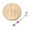 Faceted Round Natural Quartz Crystal & Amethyst & Lepidolite/Purple Mica Stone Beaded Pendants PALLOY-JF03529-07-4