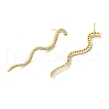 Clear Cubic Zirconia Long Wave Dangle Stud Earrings EJEW-F315-02G-2