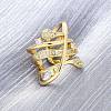 Brass Micro Pave Clear Cubic Zirconia Cuff Rings for Women RJEW-H248-01G-02-2