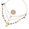 2Pcs 2 Colors Mixed Gemstone Chip & Electroplate Glass 3 Layered Necklaces NJEW-JN05226-3
