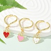 Brass Enamel Open Cuff Rings for Women RJEW-U057-10G-3