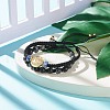 2Pcs 2 Style Natural Snowflake Obsidian & Blue Spot Jasper Braided Bead Bracelets Set with Brass Virgin Mary BJEW-JB07947-2