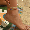 Bohemian Alloy & Glass Seed Beads Anklets FS-WG7BDB3-10-1
