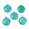 Brass Pave Natural & Synthetic Mixed Gemstone Pendants KK-R225-01G-2