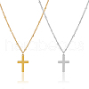 FIBLOOM 2Pcs 2 Colors 304 Stainless Steel Cross Pendant Necklace with Satellite Chains NJEW-FI0001-48-9