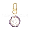 5Pcs 5 Style Flat Round with Star Natural & Synthetic Gemstone Chips Beaded Pendant Decorations HJEW-JM01811-S-2