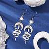 Snake & Sun & Moon 201 Stainless Steel & Brass Dangle Earrings for Women EJEW-TA00497-2