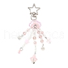 Flower Glass & Plastic Pearl & Alloy Pendant Decorations HJEW-JM03434-4
