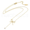 Ion Plating(IP) 304 Stainless Steel Crystal Rhinestone Bowknot Pendant Necklaces for Women NJEW-K276-27G-2