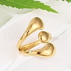 Teardrop 304 Stainless Steel Open Cuff Rings RJEW-R018-01G-01-3