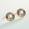 Brass Colorful Cubic Zirconia Stud Earrings WG39B88-12-1