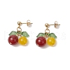Cherry Natural Mixed Stone Dangle Stud Earrings EJEW-TA00627-4