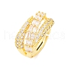 Brass Micro Pave Clear Cubic Zirconia Finger Rings for Women RJEW-U047-12G-4