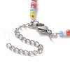 Glass Seed & Acrylic Smiling Face & Imitation Pearl Beaded Necklace for Women NJEW-JN04292-6