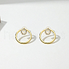Brass Clear Cubic Zirconia Circle Stud Earrings VB4673-4