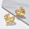 Valentine's Day Heart Brass Micro Pave Clear Cubic Zirconia Stud Earrings EJEW-D305-22G-03-1