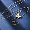 304 Stainless Steel Crystal Rhinestone Butterfly Y Necklaces NJEW-R026-19G-1