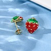 Brass Enamel Stud Earrings EJEW-D322-06G-02-3