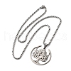 Tree of Life 304 Stainless Steel Crescent Moon Tree of Life Pendant Necklaces for Women NJEW-M105-06P-2