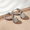 Chic Grid Brass Clear Cubic Zirconia Flat Round Hoop Earrings ZR6558-2-2
