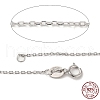 Anti-Tarnish Trendy Unisex Rhodium Plated 925 Sterling Silver Cable Chains Necklaces STER-M034-B-07-5