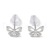 Anti-Tarnish Rhodium Plated Hollow Butterfly 999 Fine Silver Stud Earrings for Women EJEW-S215-24P-2