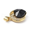 Real 18K Gold Plated Rack Plating Brass Micro Pave Clear Cubic Zirconia Pendants KK-C015-20G-09-2
