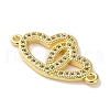 Rack Plating Brass Micro Pave Clear Cubic Zirconia Connector Charms KK-Z039-36G-2