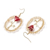 Valentine's Day Alloy Enamel Seed Glass Dangle Earrings EJEW-MZ00391-02-4