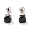 Square 316 Surgical Stainless Steel Pave Cubic Zirconia Cartilage Earrings for Women Men EJEW-Z050-33A-01P-1