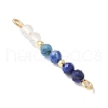 Faceted Round Natural Quartz Crystal & Lapis Lazuli & Kyanite Beaded Connector Charms PALLOY-JF03530-02-2