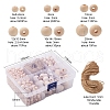 6 Style Natural Round Wood Beads and Jute Cords WOOD-YW0001-02-3
