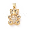Brass Cubic Zirconia Pendants ZIRC-K089-14G-01-1